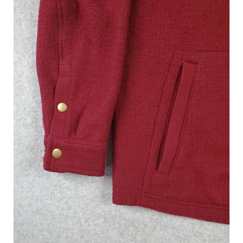 carbon2cobalt Shirt Jacket Mens Large Red Snap Front Waffle Knit Lined Pockets - Picture 6 of 15